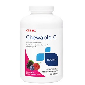 GNC 츄어블 비타민 C 500mg 180정 (타블렛) Chewable Vitamin 180 chew tablets, 1개