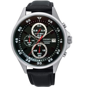 SEIKO 고급가죽밴드 Hadlex Cystal CHRONOGRAPH QUARTZ 100m방수 SKS635P1 스톱워치 초시계