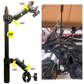오토바이 파노라마 셀카봉 자전거 모노포드 핸들바 마운트 브래킷 고프로 히어로 11 인스타 360 원 X3 X2 카메라 액세서리, 4.Dual Ballhead Clamp, 1개