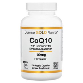 Califonia Gold Nutition Biopeine 함유 CoQ10 USP 100mg 베지 캡슐 150정, Califonia Gold Nutition B..., 1개