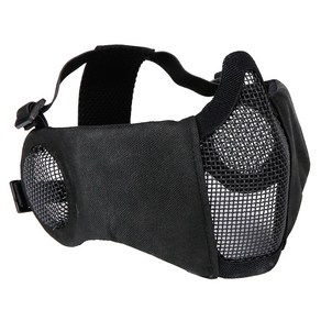 서바이벌 안면 귀보호 철망 매쉬 전술 마스크 mesh ea mask 하프페이스 보호 가드 밀리터리 장비 소품 촬영, 블랙