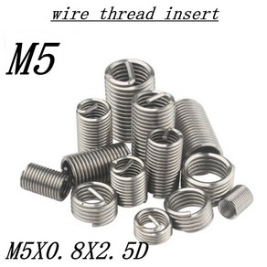 헬리코일 m5 100pcs M5 * 0.8 * 1.5D 와이어 스레드 인서트 스테인레스 스틸 304 와이어 스크류 슬리브 M5, 100개