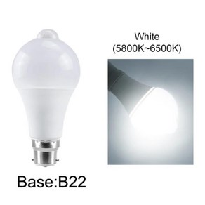 LED전구 E27 B22 PIR 모션 센서 전구 85-265V 12W 15W 18W 20W IP42 Led 램프 황혼의 여명 계단 통로 복도 거실용 비상, [01] B22 Base Wam White, [03] 12w, 03 B22 base white, 1개