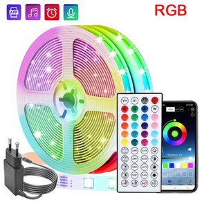 방 음악 동기화 RGB LED 스트립 조명 리본 침실 장식 TV 백라이트 10m 20m 30m, 1) RGB Led Stip - EU Plug-3m