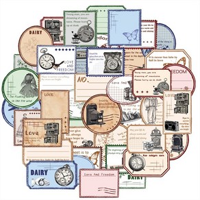빈티지 소품 레터링 나비 라벨 스티커 다꾸 50장