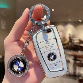 지지주 BMW 차키 호환 케이스 + 로고 키링 세트, B타입, 화이트