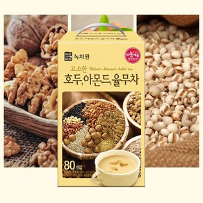 녹차원 담백하고 고소한 한끼 호두 아몬드 율무차 18g x 80스틱 아몬드 토핑, 80개입, 1박스