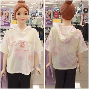 [에꼴리에] 22년 여름신상! **고품질 중저가격~ 5부 후드티** *빠른 배송* 주니어 여아용 소녀취향의 멋스럽고 편안하며 시원하고 코디하기 쉬운 5부 물나염 후드 반팔티