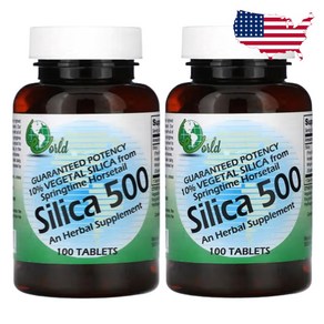 월드오가닉 실리카 Silica 500 100정 쇠뜨기 풀 이산화규소 2병, 2개