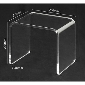 투명 아크릴 스툴 고스트 테이블 의자 현관 스툴 플랫 벤치 등받이없는 의자 사각 미니 예쁜 의자, E. 투명,28x17x20cm,두께10mm,아크릴