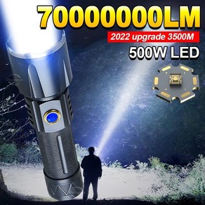 랜턴 캠핑조명 캠핑 라이트 등 실내 7000000lm 500w led 손전 usb 충전 플래시 3500m 고전력 led 손전 줌 전술 롱 샷 토치, xhp360 b, 2개, 1개