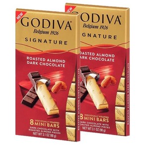 Godiva 고디바 72% 로스티드 아몬드 다크 초콜릿 미니 바 8피스 총 90g x 2팩, 2개