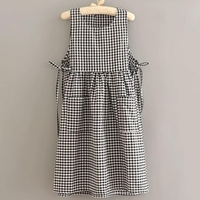 어린이집 앞치마 빅사이즈 선생님 보육교사 원피스 예쁜 체크, 블랙 체크, 1개