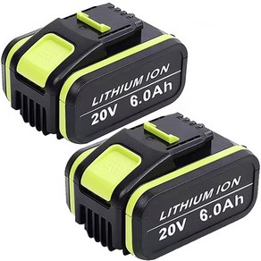 우스틴스 20V 6000MAH 리튬 WORX WA3551 WA3553 WX390 WX176 WX178 WX386 WX678 웍스 호환 배터리 2PCS, 1개