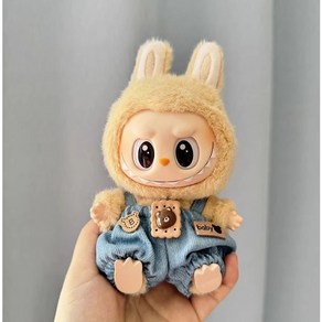 10cm 15cm 20cm 30cm 인형 옷 라부부 뽀글이 털모자 브라운 멜빵 세트, 라부부 블루베어 작업복 전용