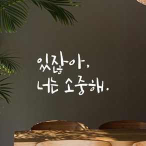 모노먼트 인테리어 포인트 그래픽 캘리그라피 레터링 스티커 - 있잖아 너는 소중해, LC-068, 흰색