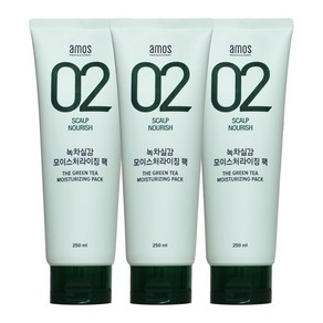 아모스 프로페셔널 녹차실감 모이스처라이징 팩 헤어팩, 3개, 250ml