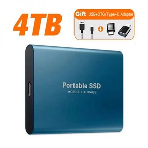 SSD외장하드 120GB 2TB 4TB 1TB 드라이브 휴대용 솔리드 스테이트 드랄이브 USB 31타입C 디스크 PC맥휴대폰용 고속 저장, Blue 4TB, 2) Blue 4TB