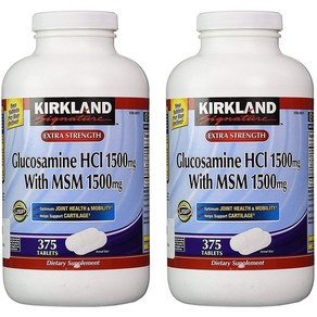 Kikland Signatue Glucosamine with MSM 375 Tablets (2 Pack) MSM 함유 커클랜드 시그니처 글루코사민 375정(2팩), 2개, 375정