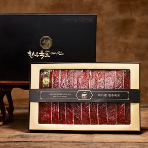 한우 1+ 육포선물세트, 600g, 1세트, 블랙 쇼핑백