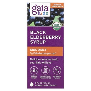 Gaia Hebs 키즈 데일리 블랙 엘더베리 시럽 89ml(3fl oz), Gaia Hebs 키즈 데일리 블랙..., 1개, 89ml