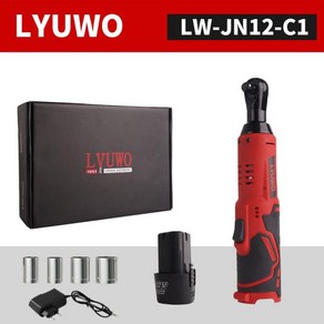 LYUWO 무선 직각 전기 렌치 12V 45NM 3/8 인치 래칫 분해 너트 자동차 유지 보수 도구 4 소켓, [01] EU, [01] LW-JN12-C1, 02 LW-JN12-C1, 1개