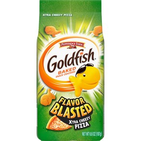 Goldfish Flavo Blasted Xta Cheesy Pizza Cackes 6.6 Oz. B 골드피쉬 플레이버 블라스트 엑스트라 치즈 피자 크래커 6.6온스 가, 187g, 1개