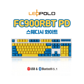 레오폴드 FC900RBT PD 스웨디시 화이트 유/무선 기계식 키보드, 한글 자판, 적축