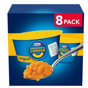 [미국 직배송] 크래프트 마카로니 앤 치즈 오리지널 디너컵 전자렌지용 8컵x58g Kaft Mac & Cheese Cups, 58g, 8개