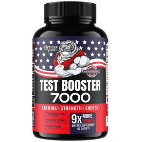 남성을 위한 Testo Booster(9xMore Power) 스테미나 체력 지구력 보강을 위한 최대근육량 테스토스테론7000 영양보충제 60정