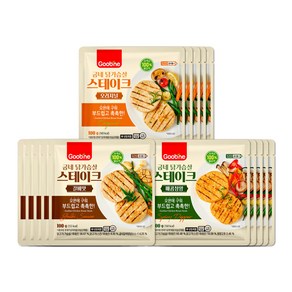 굽네 닭가슴살 스테이크 3종 15팩 맛보기 (오리지널/매콤청양/갈비맛), 100g, 15개