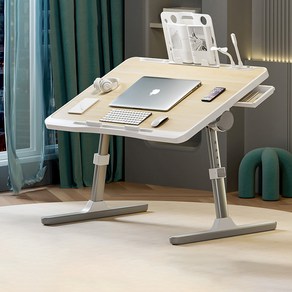 Roomxyd 베드테이블 침대테이블 좌석테이블 노트북책상 침실테이블 거실테이블 높이조절 각도조절 업그레이드버전, 월넛