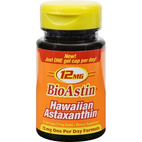 뉴트렉스 BioAstin 하와이 아스타잔틴 12 MG 25 캡슐 Nutex Hawaii 233126, 25정, 1개