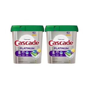 2개 Cascade 캐스케이드 cascade 레몬 향 플래티넘 액션팩 식기 세척기 세제 34.5 oz 62개입 총 124개입 136351