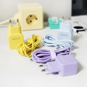 엑스트라 25W PD PPS USB C타입 초고속 충전기 컬러 실리콘 케이블 세트, 1개, 피치