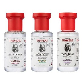 THAYERS 알코올 프리 위치 헤이즐 페이셜 토너 알로에 베라 포뮬라 3팩 토너 홀리데이 키트 85g3온스 장미, 3개