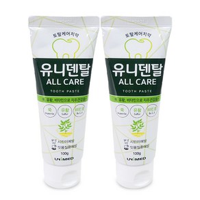 유니덴탈 유니덴탈 올케어 무색소치약 (2P) 쑥유황 첨가 치주염 잇몸 개선, 2개, 100g