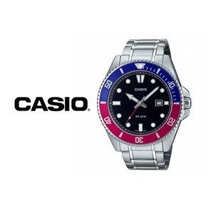 카시오 CASIO 다이버 MDV-107D-1A3 패션 방수 남자 남성 펩시 콤비 메탈 손목시계 MDV107D