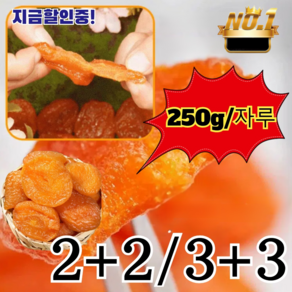 2+2/3+3 지금할인중! [달콤하고 부드러움]무첨가 씨 없는 말린 홍살구 와인 안주 건조 과일 부드러운 찹쌀 씨 없는 살구 건살구 250g/자루, [1+1] 250g/자루