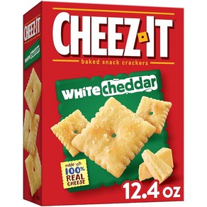 Cheez-It 치즈 크래커 구운 스낵 사무실 및 어린이 간식 화이트 체다 351.5, 351.5g, 1개