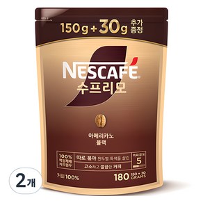 네스카페 수프리모 아메리카노 블랙 파우치 원두커피믹스, 180g, 2개