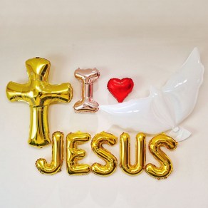 스마일파티 아이러브 jesus 교회 십자가 풍선 장식 성당, 1세트