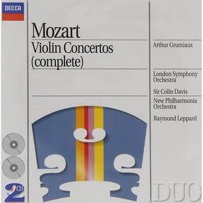 WOLFGANG AMADEUS MOZART - COMPLETE VIOLIN CONCERTOS/ ARTHUR GRUMIAUX COLIN DAVIS RAYMOND LEPPARD DECCA DUO 모차르트 바이올린 협주곡 전곡 - 그뤼미오 EU수입반