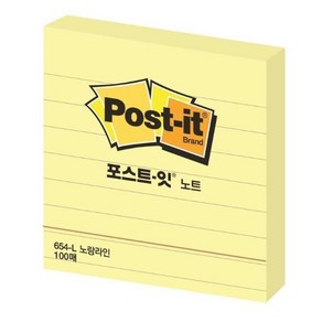 포스트잇 노트 라인 76 x 76mm 654-L, 노랑, 2개