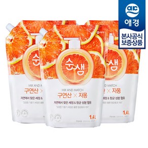 순샘 구연산 X 자몽향 주방세제, 1.4L, 3개