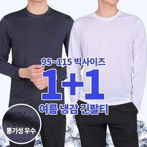 <스타일랑> (1+1) 남성 쿨 긴팔 라운드티 / 기능성 냉감 에어 메쉬 스포츠 아웃도어 등산 작업복 빅사이즈 스판 이너 티셔츠