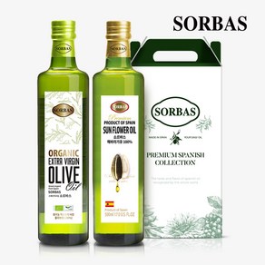 소르바스 유기농 엑스트라버진 올리브유500ml1병+해바라기유500ml1병 오일선물세트, 1세트