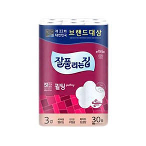 잘풀리는집 퀼팅 3겹 두루마리휴지 롤화장지 30M X1팩, 1개, 30롤