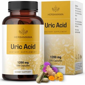 HERBAMAMA Uric Acid Cleanse & Joint Support Capsules - 1200 mg Tart Cherry Powder Milk Thistle Celer