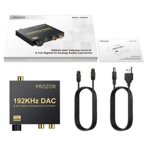 변환기 PROZOR 192kHz 디지털-아날로그 오디오 AC-3 dts와 호환 5.1CH DAC 광 동축 RCA 3.5mm 잭, CHINA